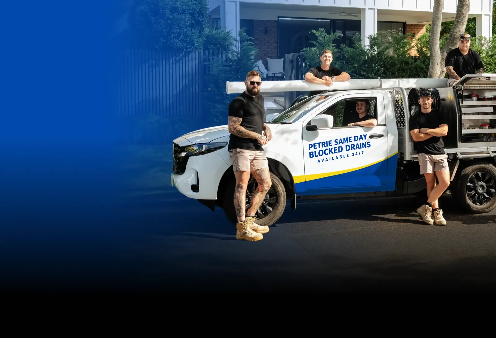 Petrie Same Day Blocked Drains team with the ute